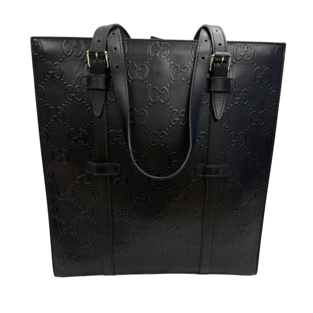 Gucci Black Embossed Vertical Tote