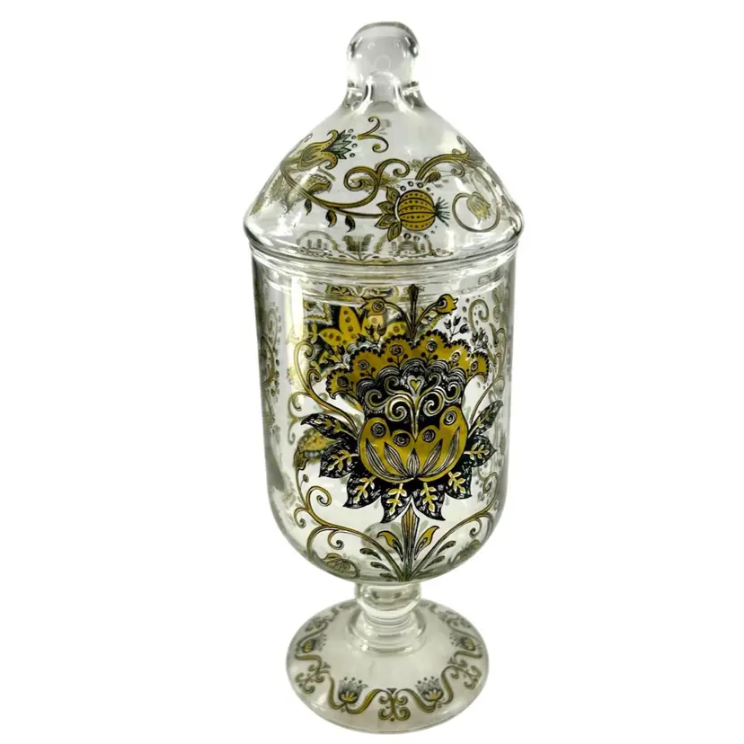 Vintage Alfred Taube Glass Candy Jar With Lid Germany