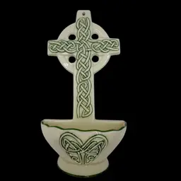 Vintage Roman Inc. Holy Water Font Porcelain  Celtic Cross Irish 7”