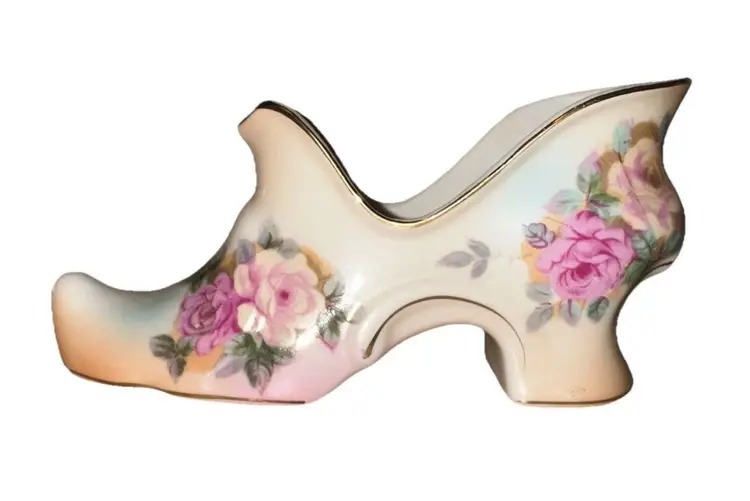 Shoe Victorian RS Reinhold Schlegelmilch Hand Painted Porcelain Vintage