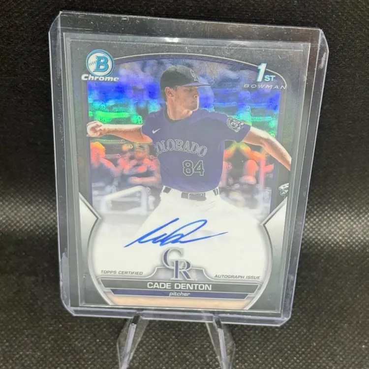 2023 Bowman Draft Cade Denton 1st Bowman Autograph Black Refractor 75/75 CDA-CDE Colorado Rockies