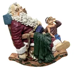 Vintage Resin Santa Clause Figure Sleeping Santa In rocking chair