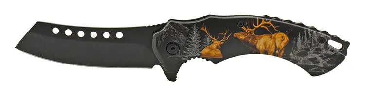 4.75" Butcher's Blade Folding Pocket Knife - Country Deer