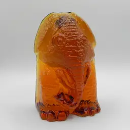 R Blenko Glass Elephant Bookend Topaz Honey Amber Paperweight Signed VTG 2001