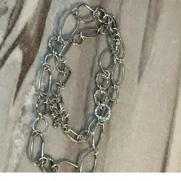 Vintage Brighton Silver Tone 34” Links Necklace With Lobster Claw And 2” Extender