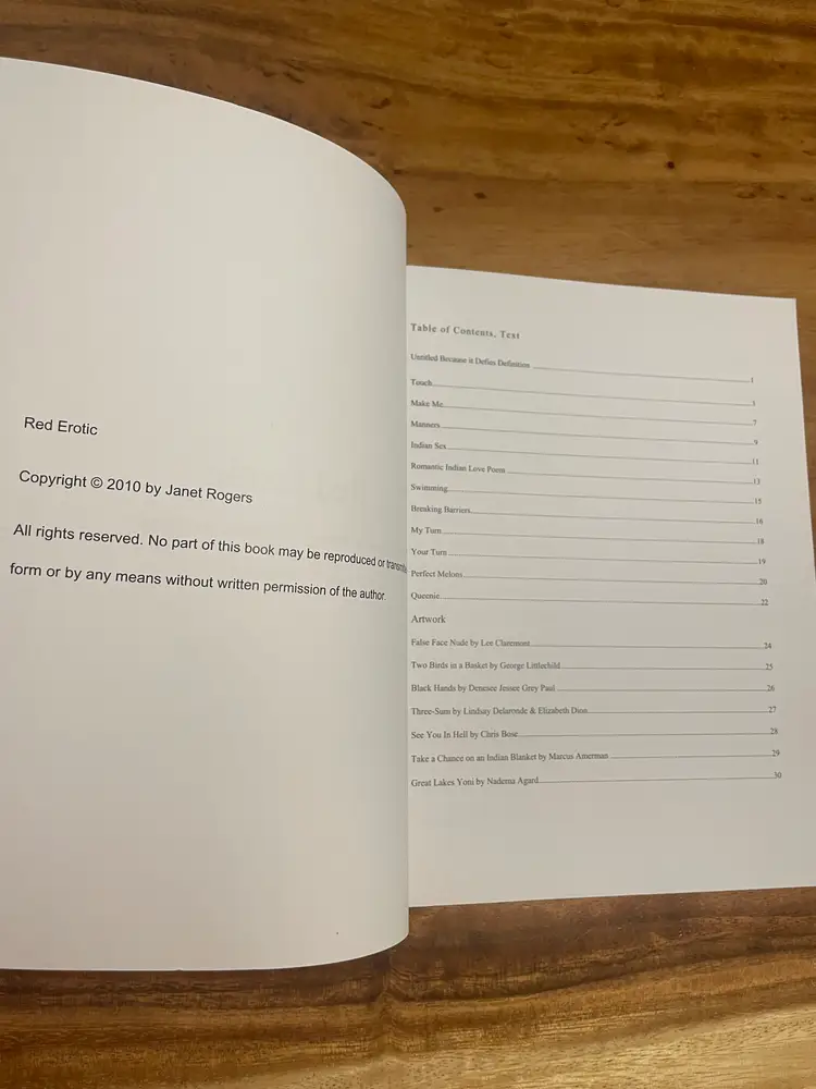 Red Erotic Janet Rogers Indigenous Erotica Poetry 2010