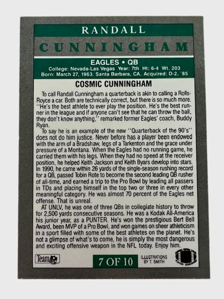 Randall Cunningham 1991 Fleer Cosmic Cunningham Illustration #7 Of 10