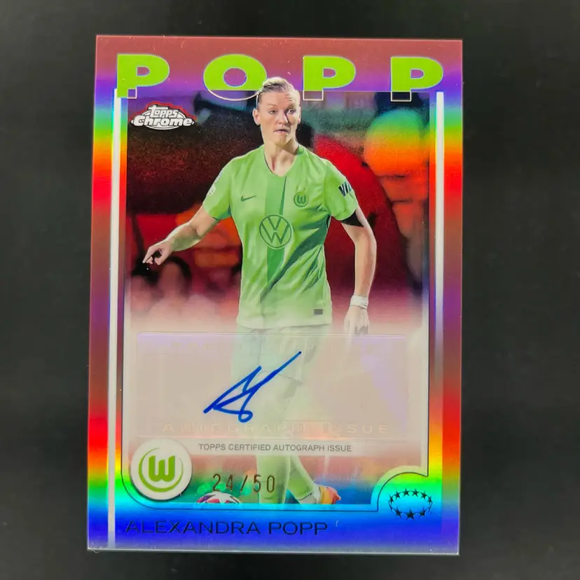 Alexandra Popp 2024/25 Topps Chrome UWCL Rose Gold /50 Autograph Wolfsburg Soccer Card