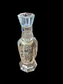 #01 - Faceted Crystal Reverse Painted Vase/perfume Bottle 6.5” T X 2.5” W Sooo Much Detail