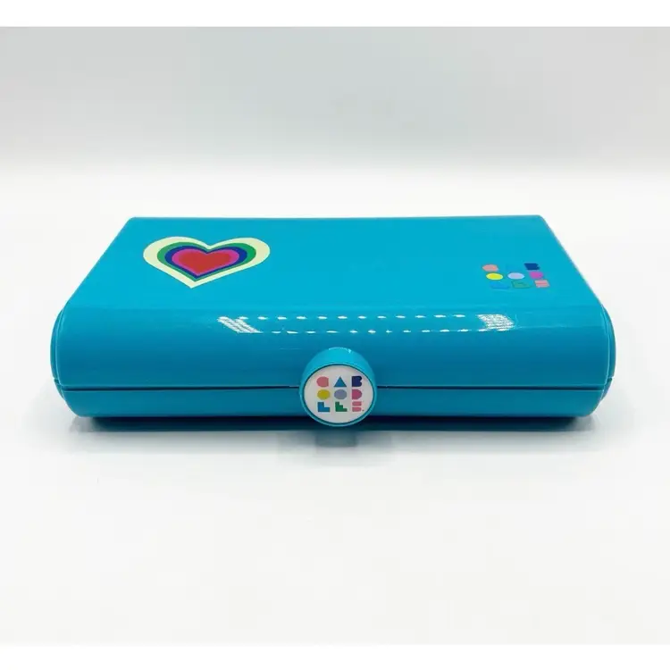 Caboodles Take It Touch Up Cosmetic Makeup Case Organizer Blue 2 Tier w/ Mirror