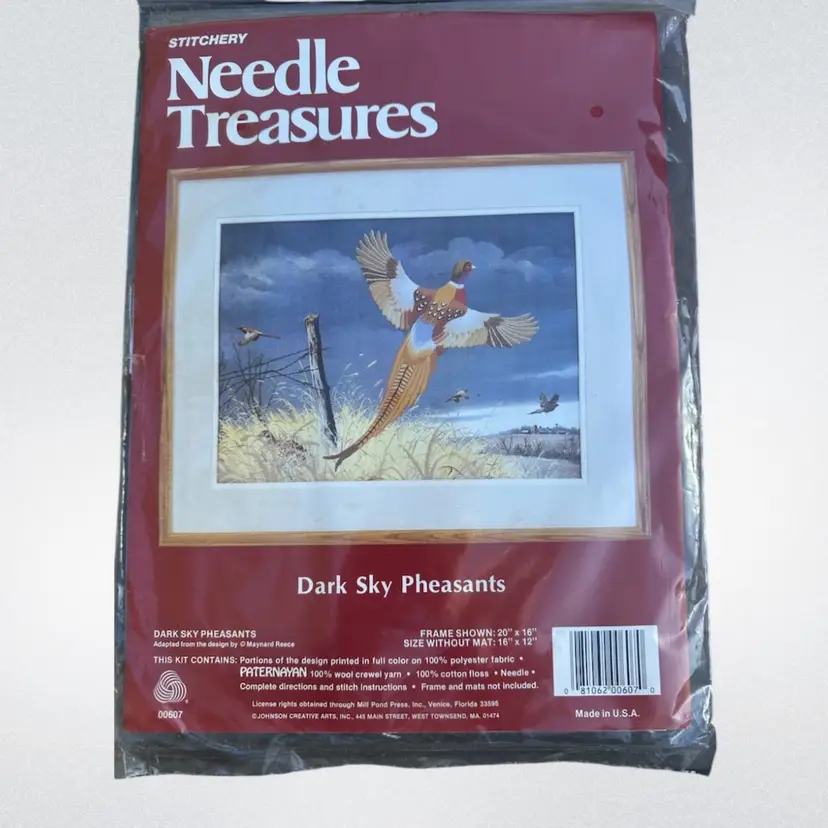 Needle Treasures Stitchery Embroidery Kit Dark Sky Pheasants #00607 NEW Sealed