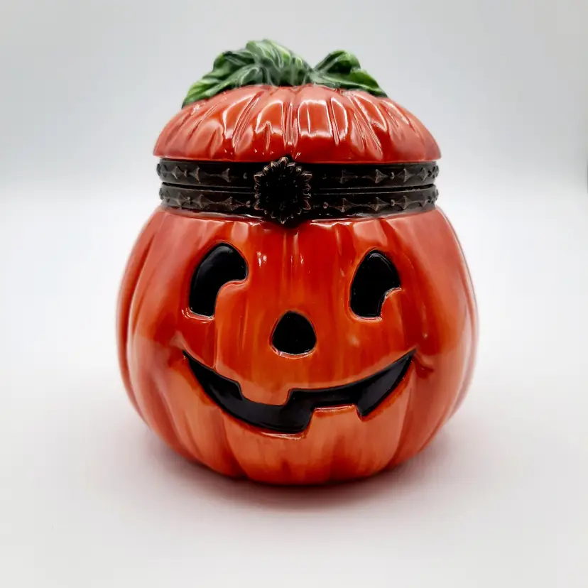 Halloween Jack O'lantern Large Hinged Trinket Box