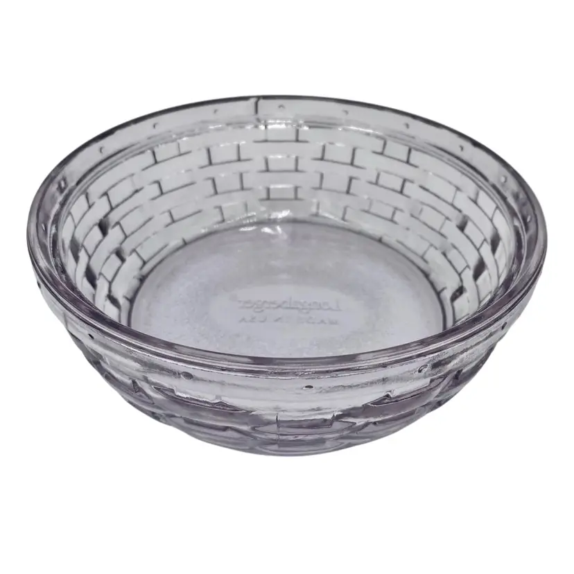 Vintage Longaberger Collectors Club Glass Bowl, Purple Basket, Bunny Base, 6.25”