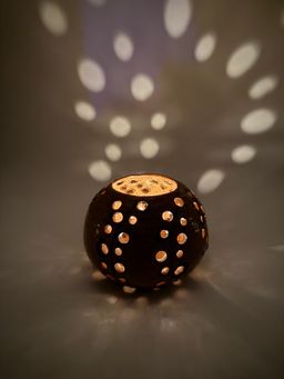 Vintage Studio Art Pottery Round Flower Frog Vase Or Candle Holder Wheel-Thrown