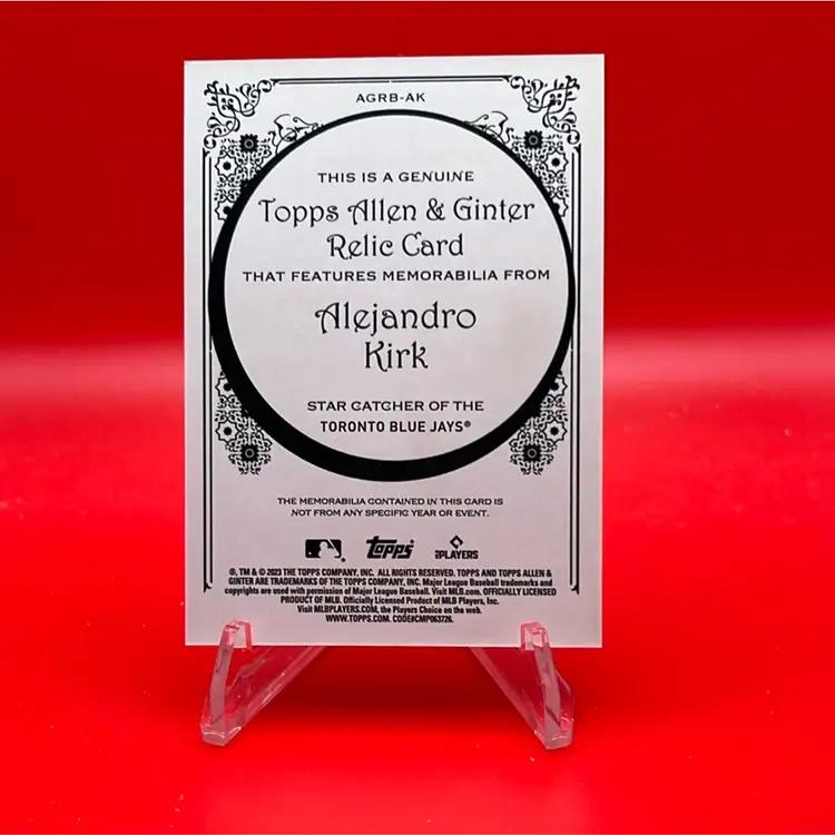 Alejandro Kirk 2023 Topps Allen & Ginter Full Size Relic Toronto Blue Jays