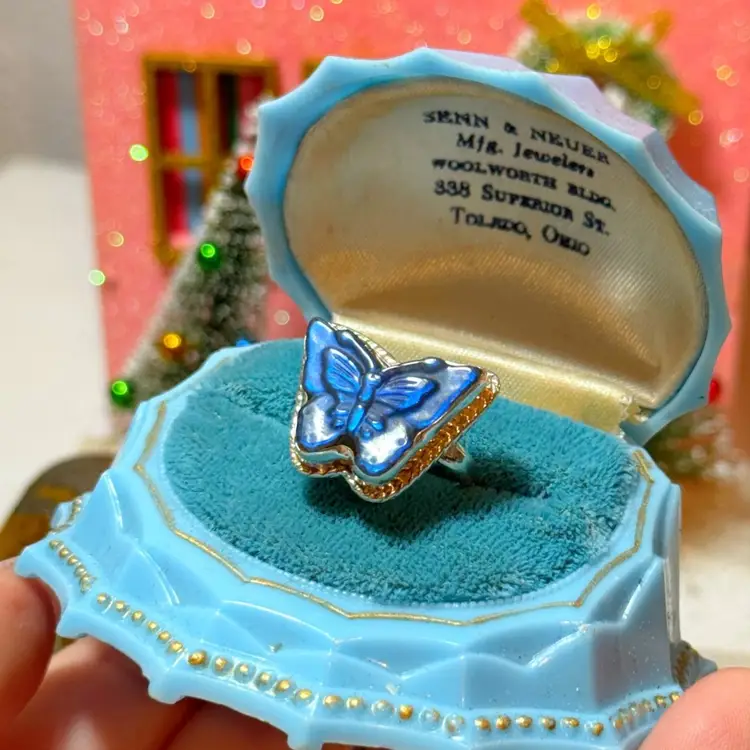 Sterling Silver Carved Labradorite Butterfly Ring Sz 7.5