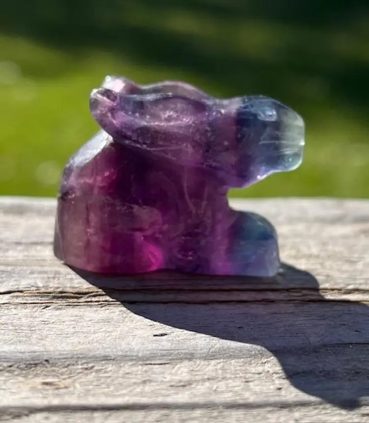 Multi Color Fluorite Carved Bunny Rabbit