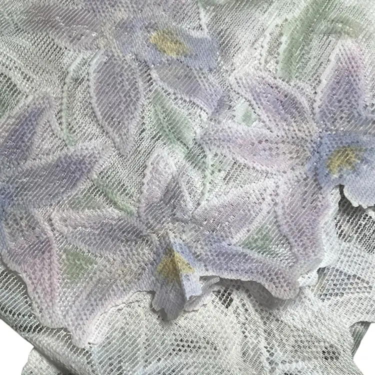 026 lace tablecloth, floral pastel flowers 82" X 60"