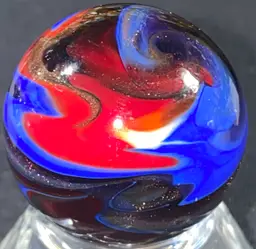 1 1/8" Signed Gold, Red Blue White Marble UV Glow Front And Back Photos