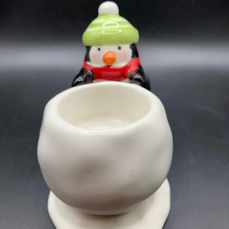 Hallmark Penguin With Snowball Tealight Candle Holder