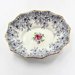 Vintage Royal Albert Trinket Dish Periwinkle Pattern Bone China Blue Pink Floral