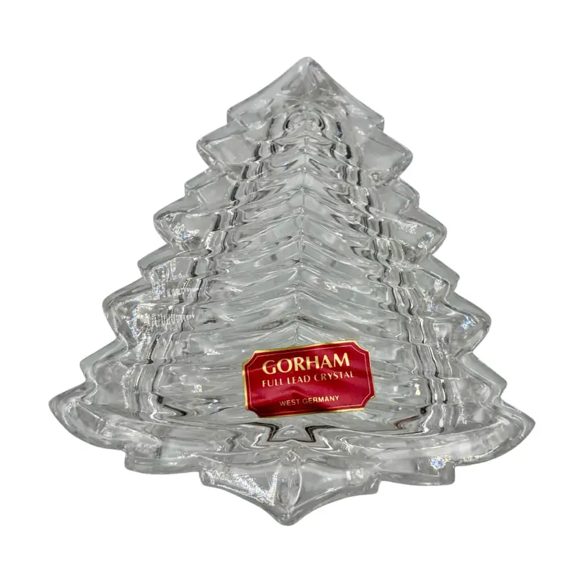 Vintage Gorham Full Lead Crystal Lidded Christmas Tree Keepsake Box, West Germany