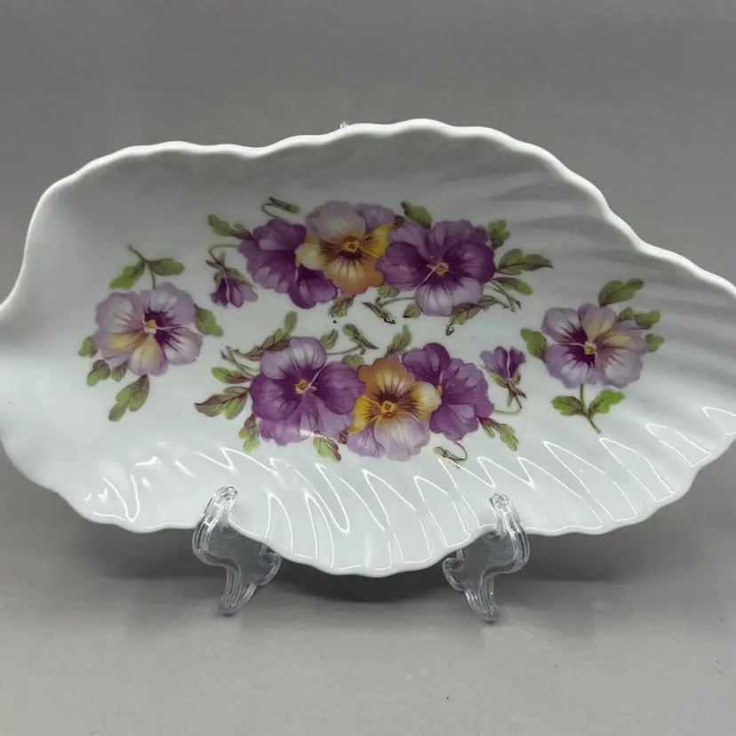 Old Nuremberg Porcelain Floral Leaf Dish
