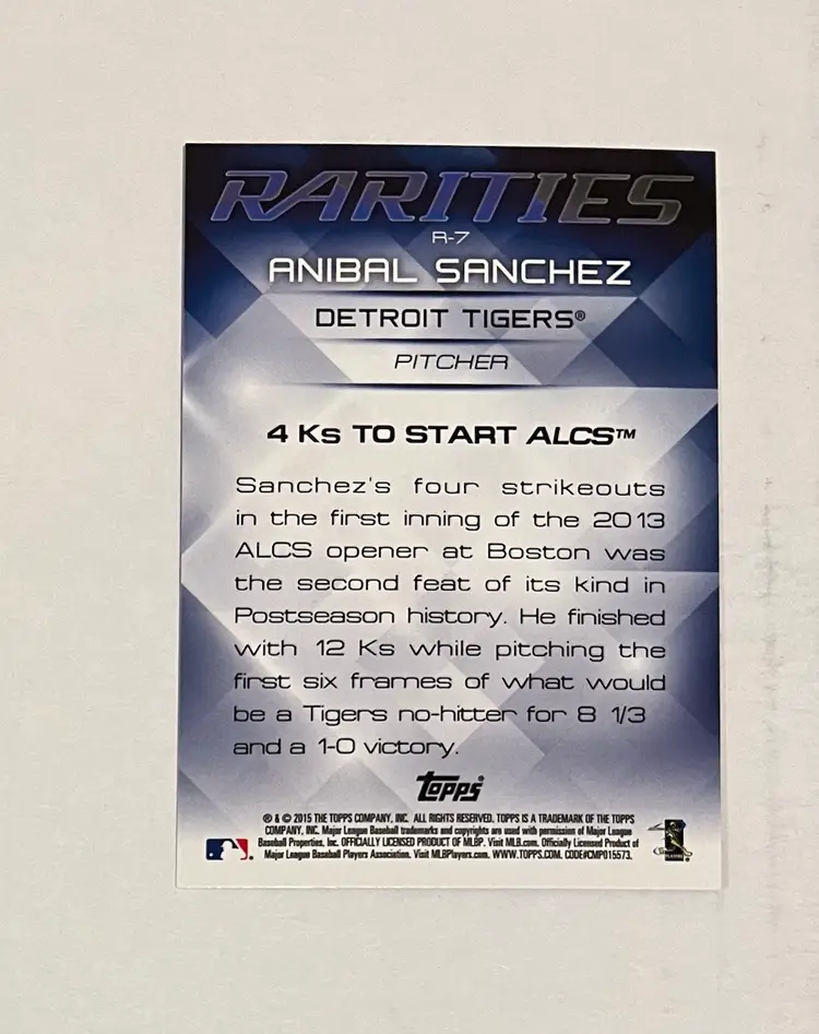 Anibal Sanchez Rarities Detroit Tigers