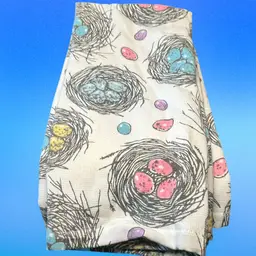 28. Set Of Two Hand Towels, New Spring Easter Design Birdnest With Eggs.