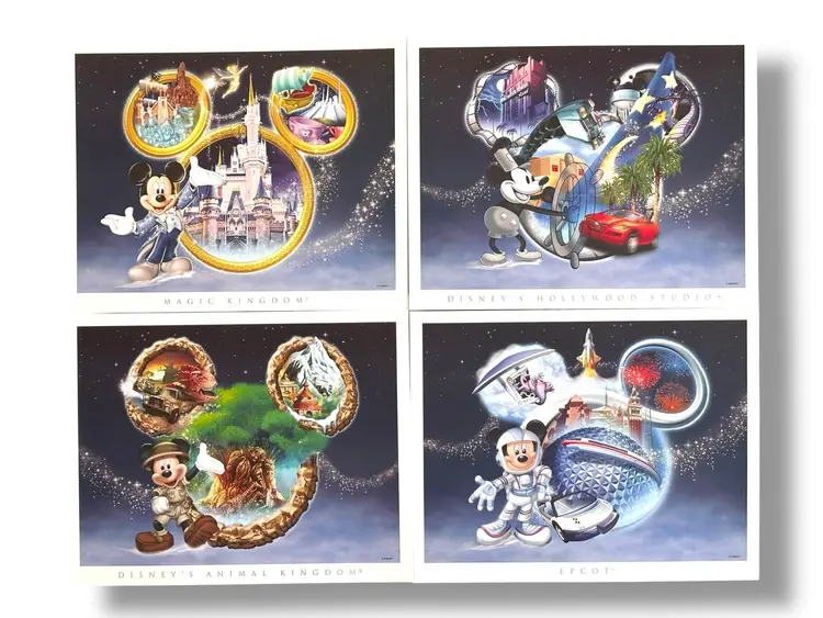Walt Disney World Theme Parks Prints Lithographs COA VTG New Passholder Gift