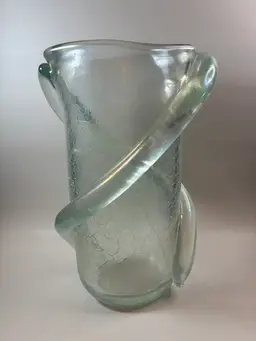 Art Glass Crackle Vase 13.5”