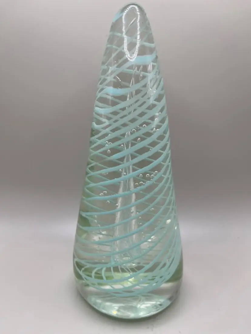 #01 Lovely Conical Swirled Art Glass Paperweight