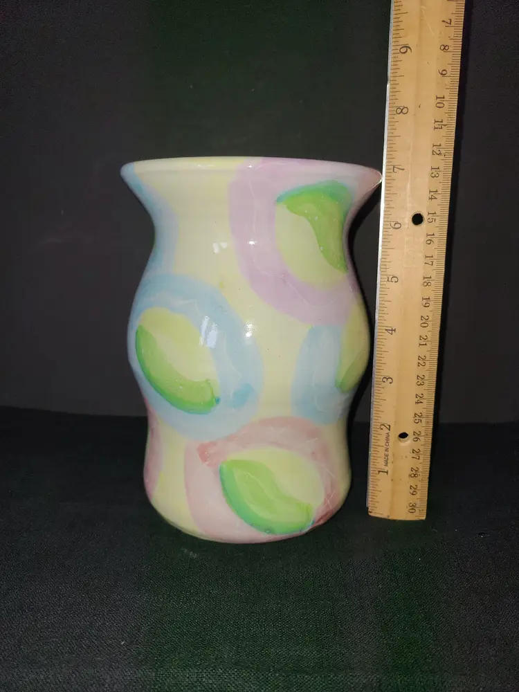 Spring Pastel Damariscotta Pottery Redware Vase Planter Crock