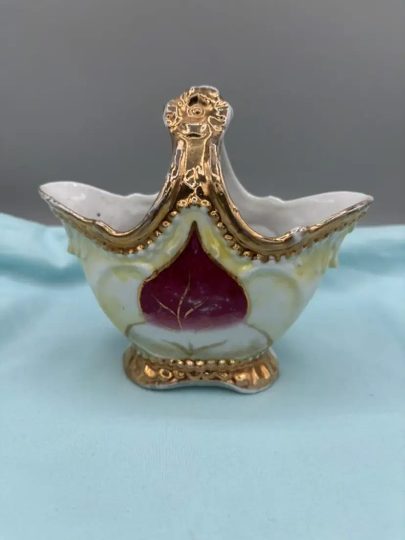 Mini Gold Edge Vintage Porcelain Basket From Germany