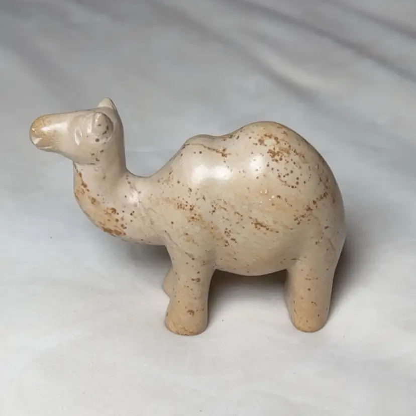 Vintage Hand Carved Marble Bactrian Camel Figurine 4” X 3”
