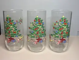 Three Vintage Luminarc Noel Holiday Hostess 16Oz Christmas Glasses