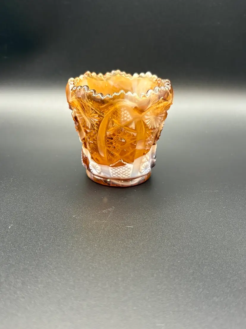 Imperial Caramel Slag Glass Toothpick Holder