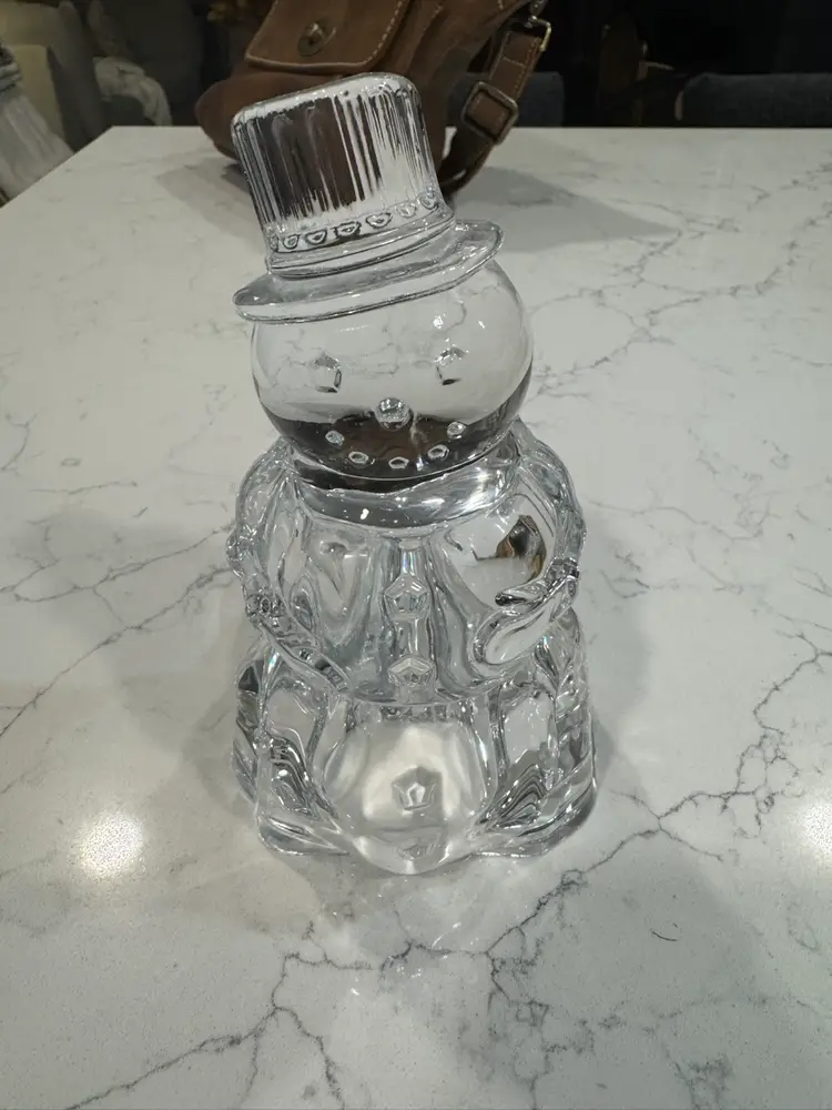 Vintage DePlomb Lead Crystal Snowman Candleholder