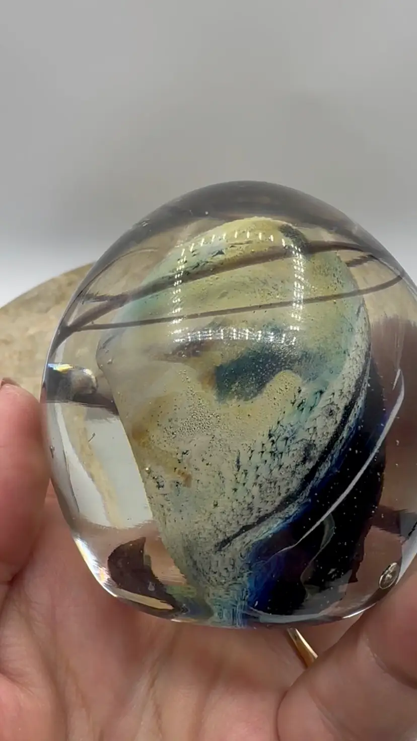 Galaxy Vortex Design UV Glittery Glow Paperweight