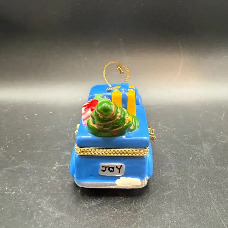 Blue Ceramic Pickup Truck Trinket Box