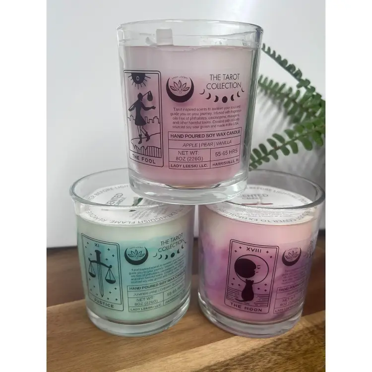 The Tarot Collection - 8oz Candle - 55 Hrs - Clean Scent Oils & Soy Wax - Each Inspired By The Major Arcana - Crackling Wood Wicks