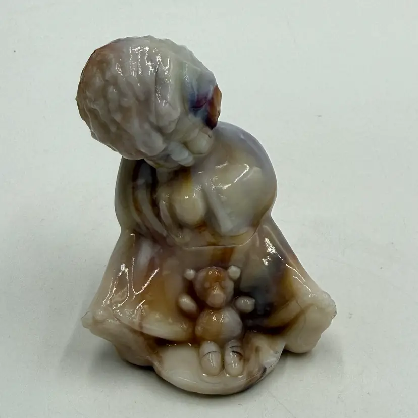 Vintage Wetzel Our Gang Carmel Slag Glass Sonny Boy & Bear 1980s Figurine