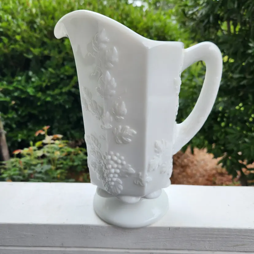 Westmoreland Milk Glass Vintage Pitcher w/Grape Pattern