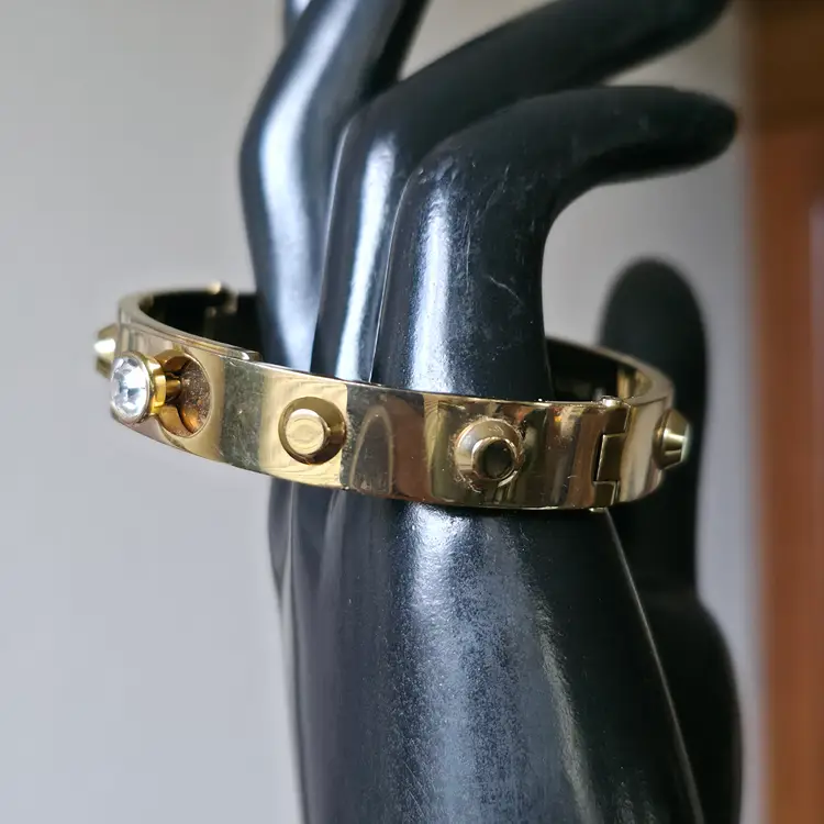 Michael Kors Gold Tone Rhinestone Clasp Bangle Bracelet