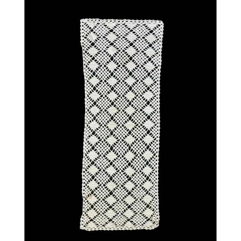 Crochet Dresser Scarf Table Runner Handmade Cottage Core Granny Vintage SPOT