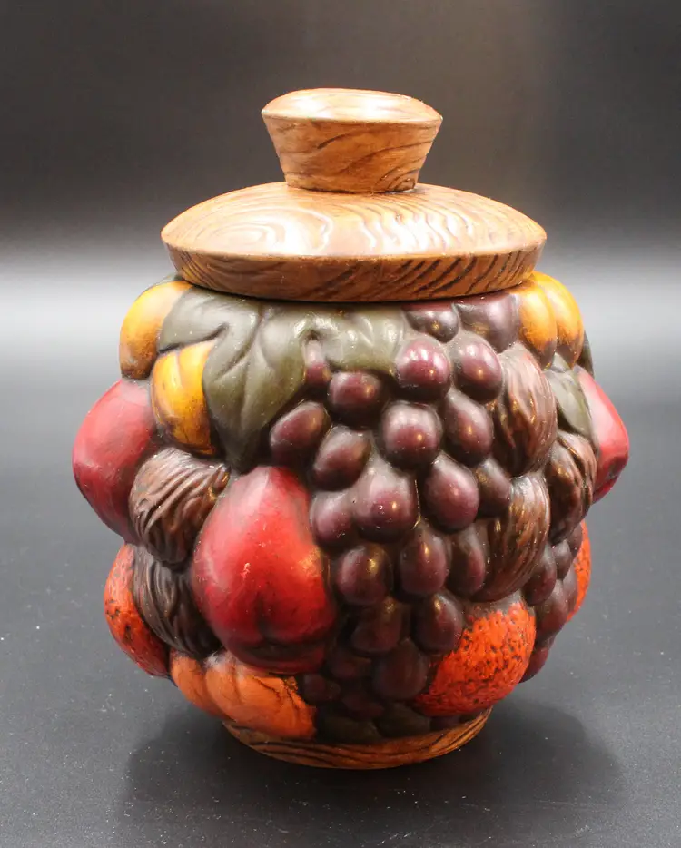 Ceramic Cookie Jar, Fruit Basket design, Hobbyist Piece ot TC.
