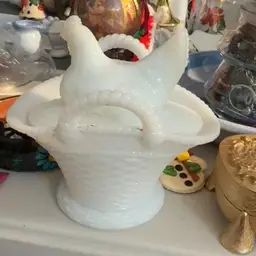 Milk Glass Nesting Chicken