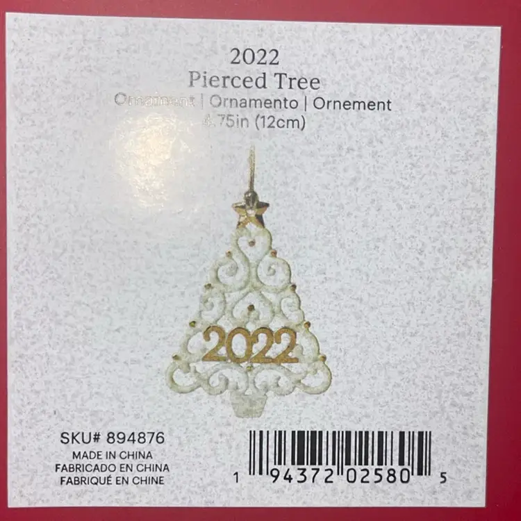 Lenox 2022 Pierced Tree Ornament New In Box