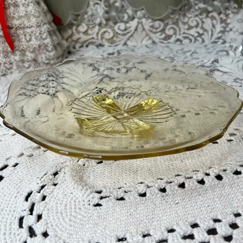 Lancaster Yellow Depression, Glass, Shallow Bowl, Cake Sandwich Platter