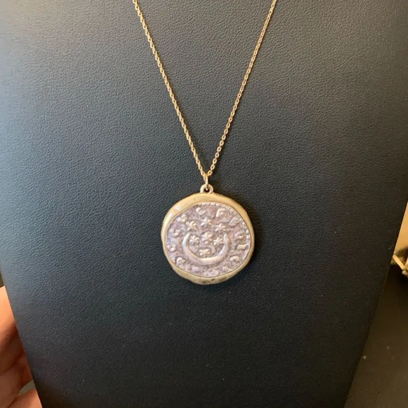 Unique Silver Tone Coin Necklace 